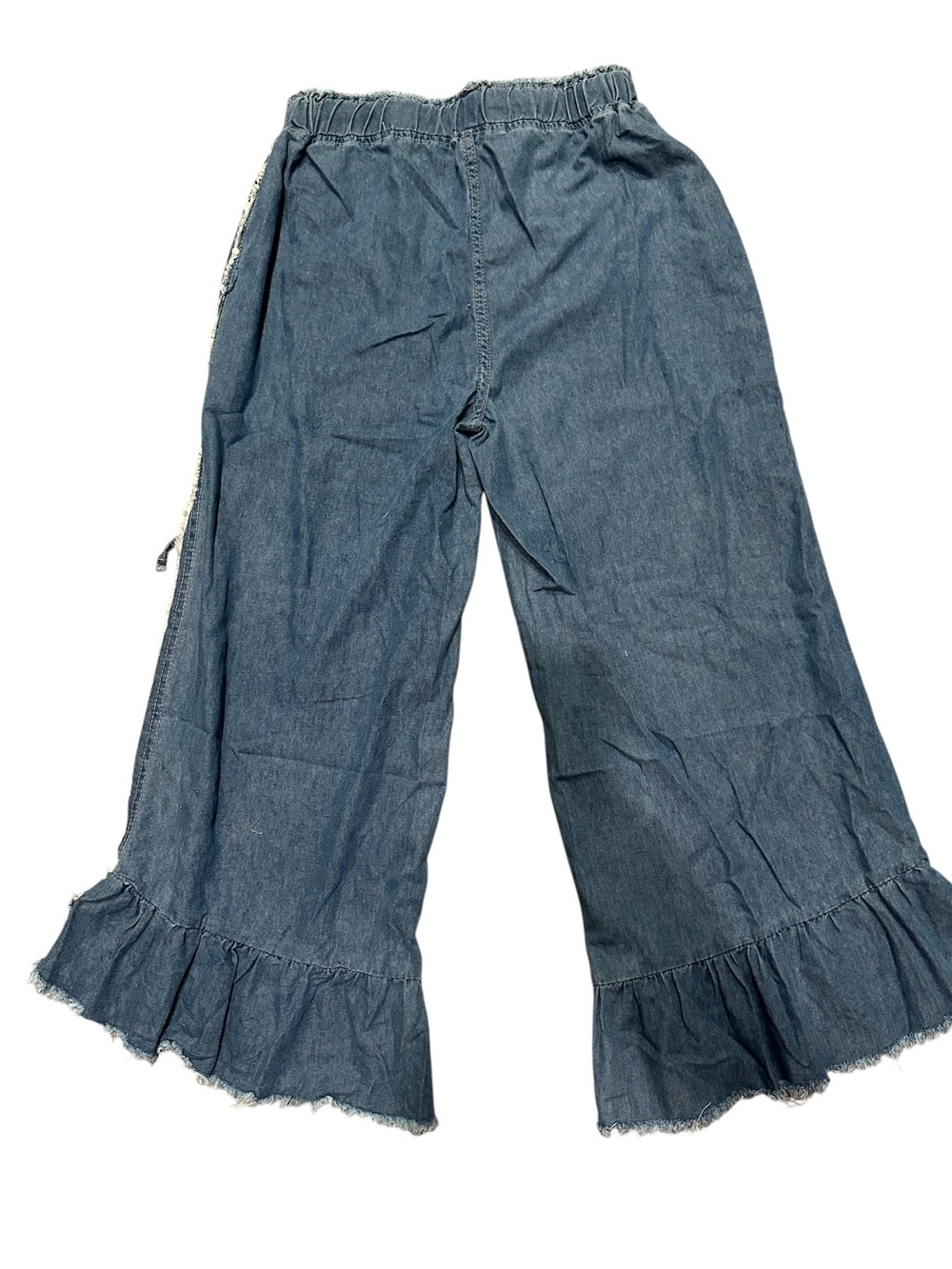 S/M. Women’s Ruffle Hem Wide Leg Jeans - Blue - Picture 2 of 2